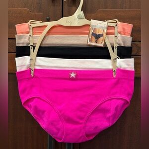 Icy Hot NWT Sz L 5Pk  Pink White Black Tan Coral Ribbed Hipster Brief Set (I064)